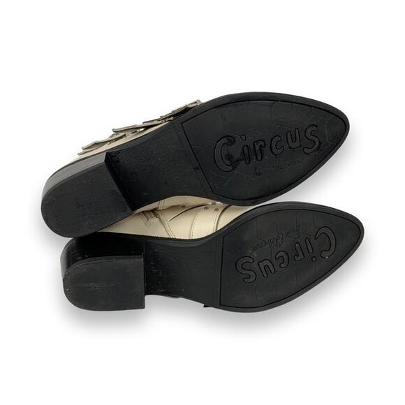 Circus by Sam Edelman Ivory Hutton Leather Ankle Boot with Straps and Buckles - Picture 5 of 9